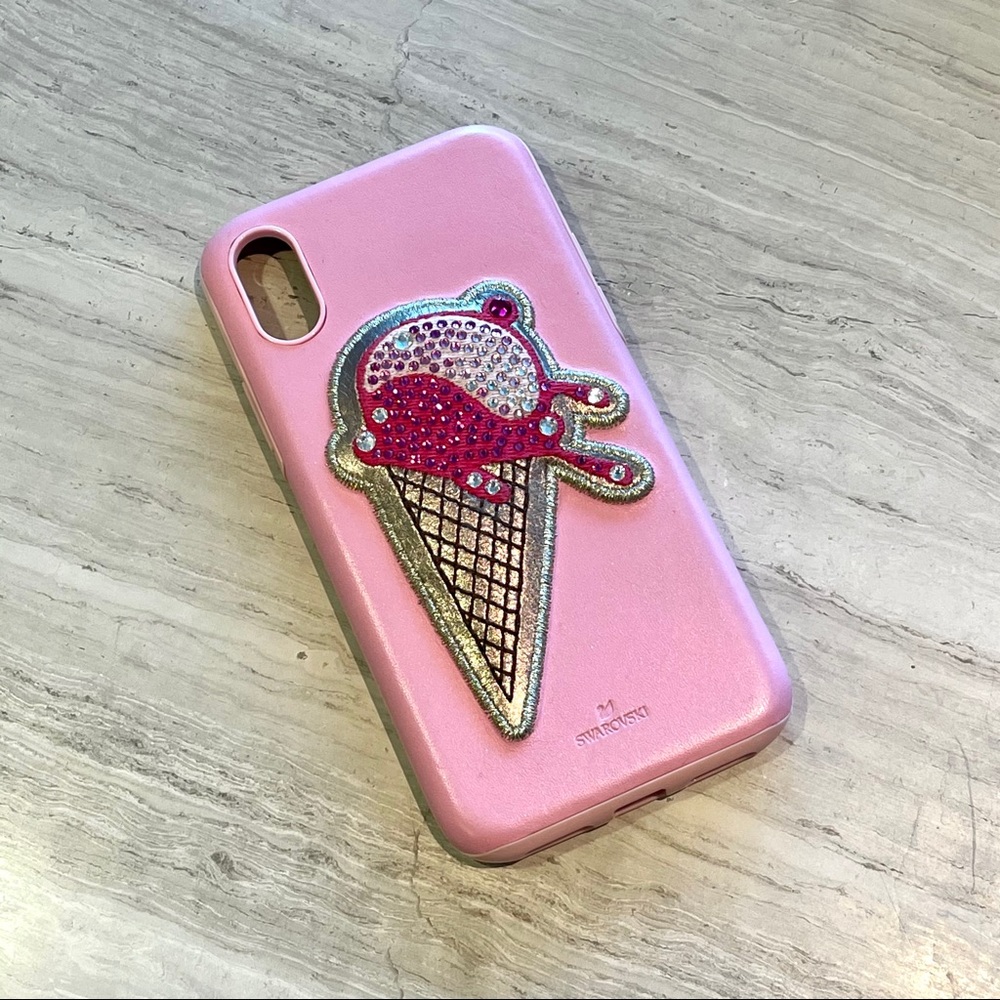 Swarovski iPhone X/XS case - Pink Premium Leather